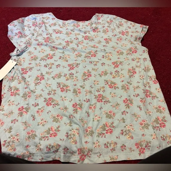 LAUREN RALPH LAUREN SZ XL WOMENS SLEEP SHIRT TOP SAGE FLOR NWT COTTAGE CORE - Picture 2 of 3